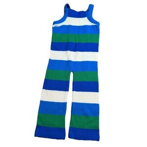 Vintage Petits Bijoux Knit Striped Overalls Jumper France French Child Size 5 6